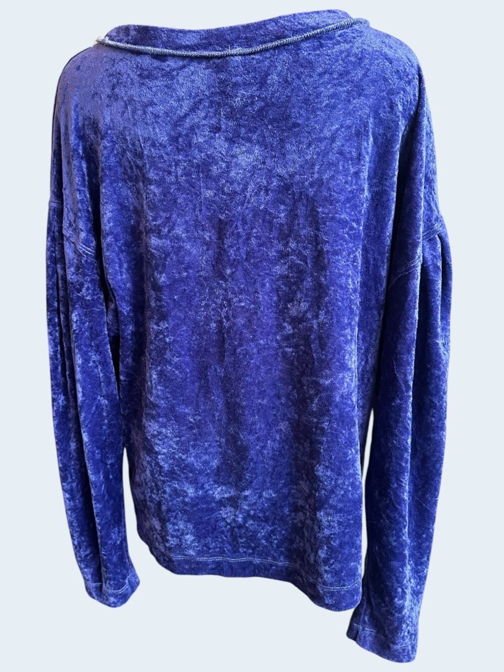 We The FREE PEOPLE Women's Milan Crushed Velvet Top Blue M Medium - Picture 3 of 7